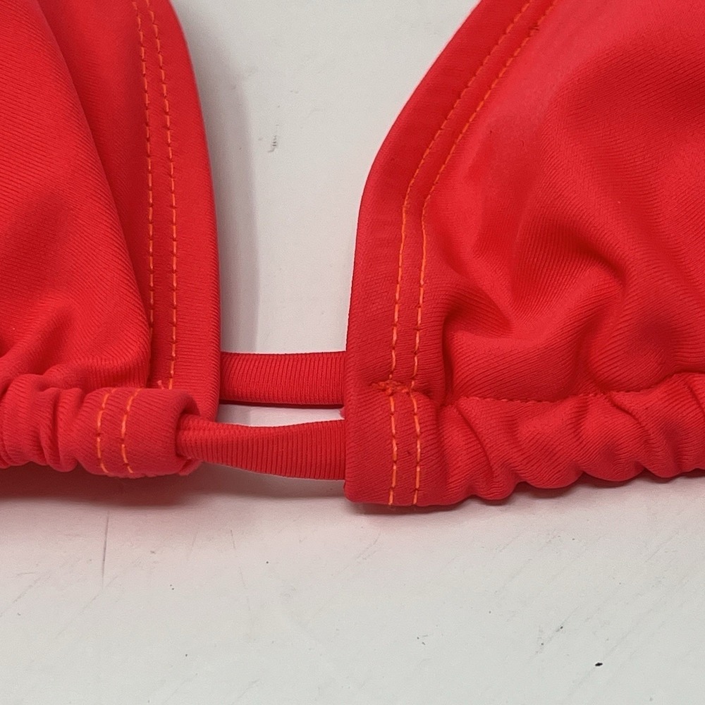 Fashion Nova Sasha Bikini Top Womens L Neon Coral Triangle Swimwear Padded NWT - Picture 2 of 7
